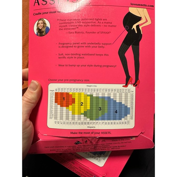 Assets by Sara Blakely Black Opaque Stripe Maternity Tights Size 1 - Picture 3 of 3